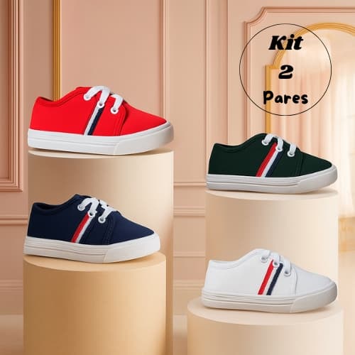 Kit 2 Pares Infantil Star Tênis Menina Menino Casual Confortável Escolar Promoção