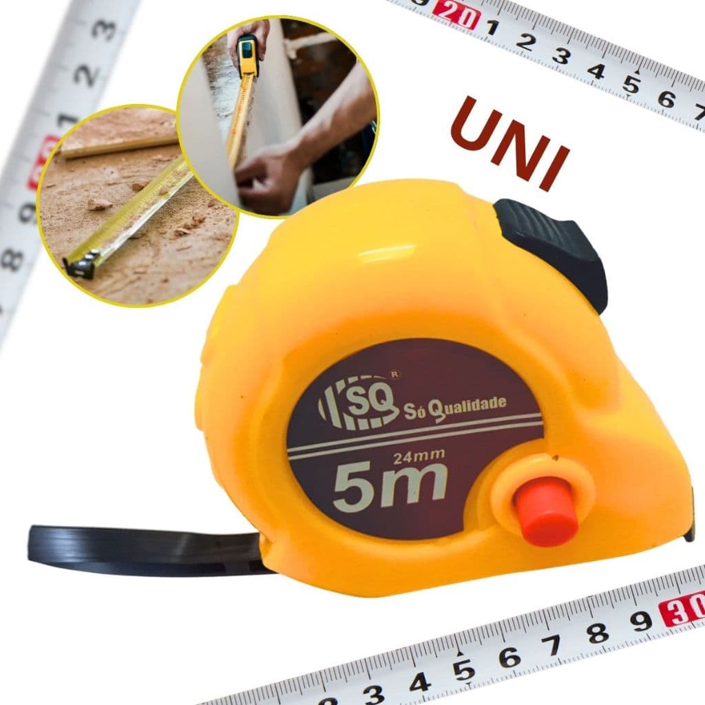Trena Metrica 5 Metros x 24 Mm Ideal para Obras Trava Freio Manual