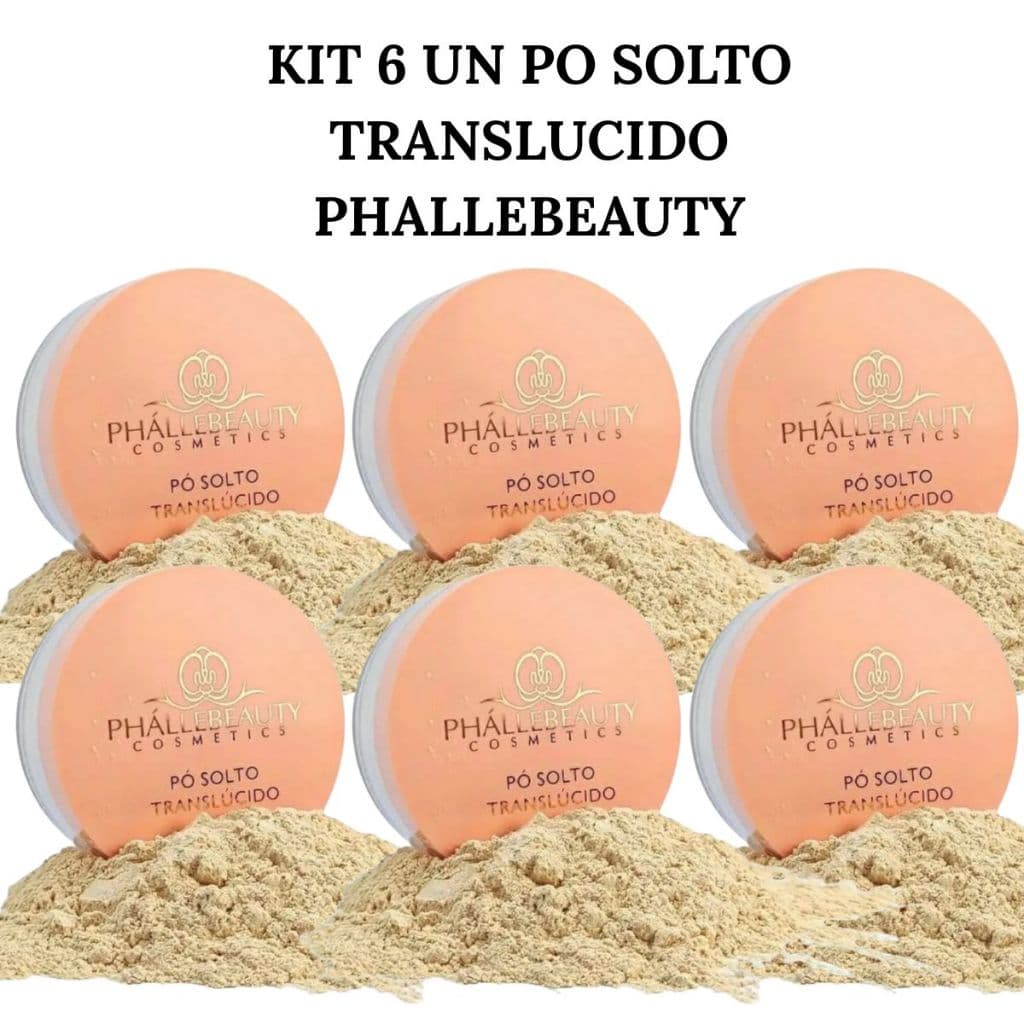 Po Facial Solto Translucido Phallebeauty Kit com 6 Unidades Fixador Maquiagem Revenda