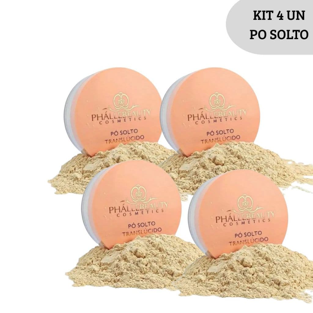 Kit 4 Unidades Po Solto Phallebeauty 10g Finalizador Maquiagem Nao Estoura no Flash