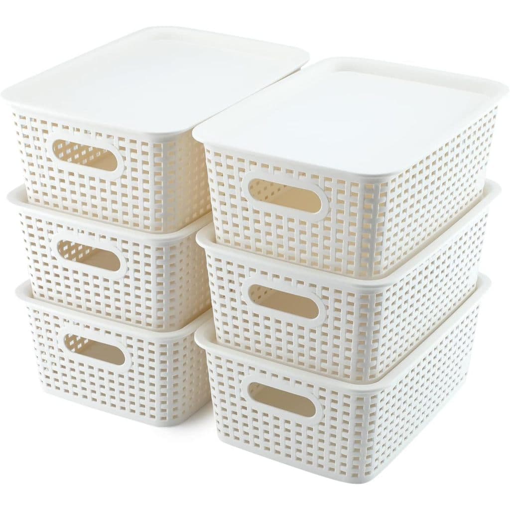 Cesto Organizador Rattan Branco Grande Sem Tampa Nitron