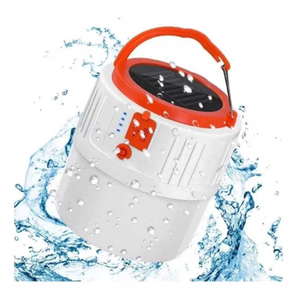 Lanterna Solar Recarregável painel USB Power Bank Camping
