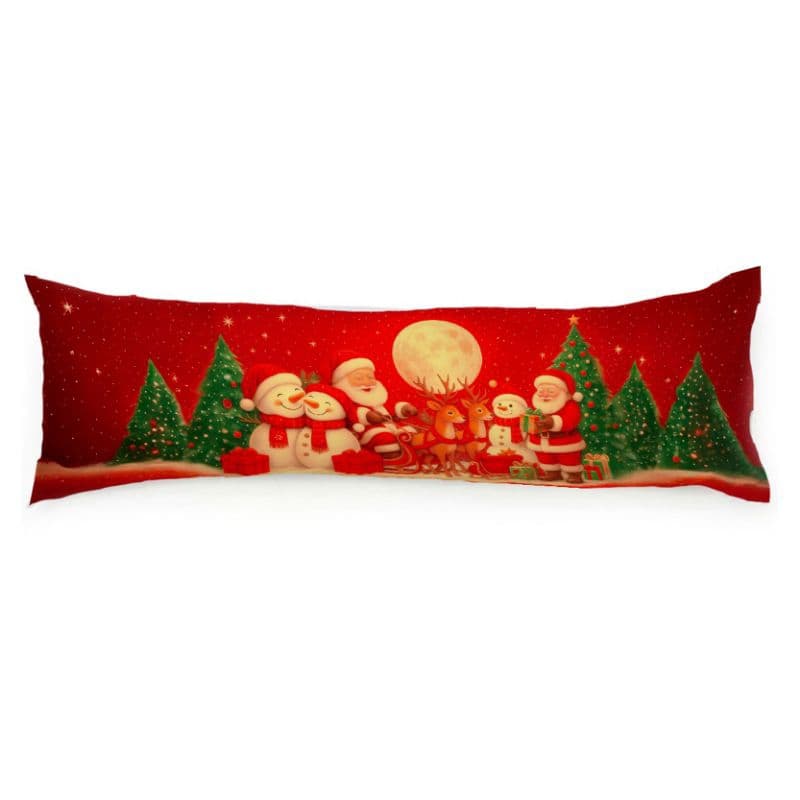 capa travesseiro de corpo natalina fronha xuxao estampa natal com ziper