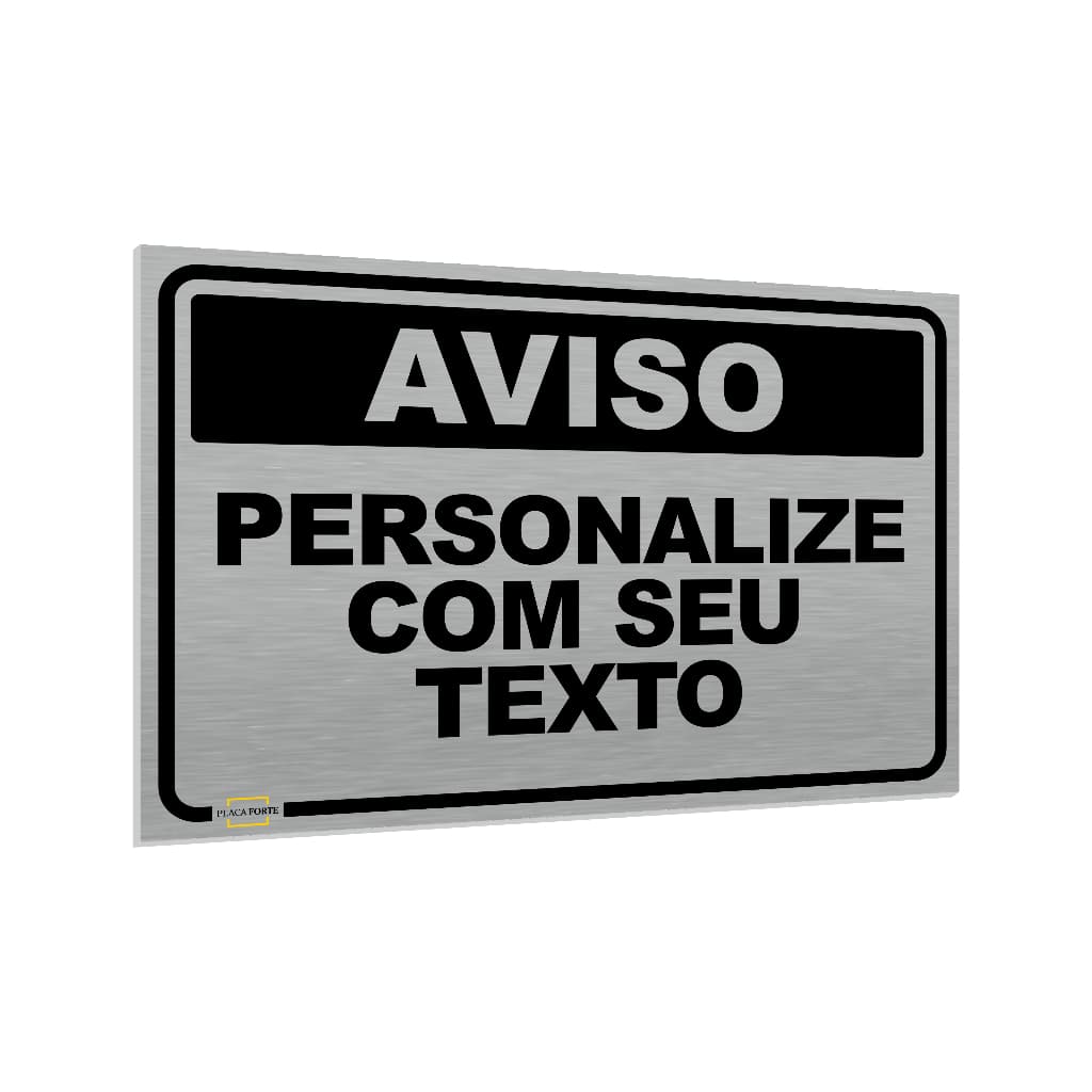 Placa Sinalização Personalize Com Seu Texto Adesivo Aço Escovado 30x20cm