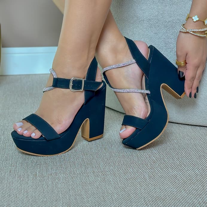 Sandália Salto Alto Feminino Meia Cana Com Fivela Salto Alto Casual Elegante Premium Festa
