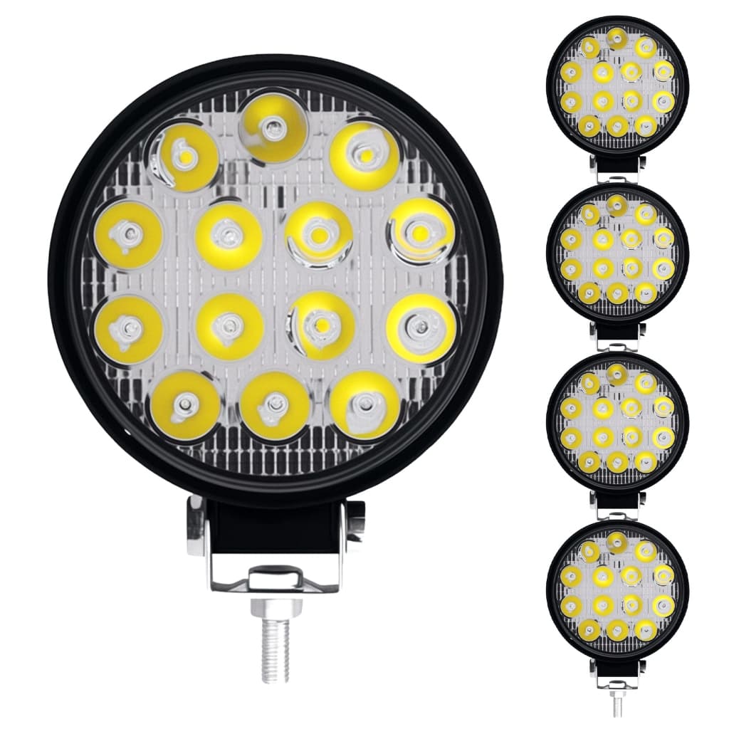 4x Farol De Milha 14leds 42w 12v/24v Redondo Off-road 6000k