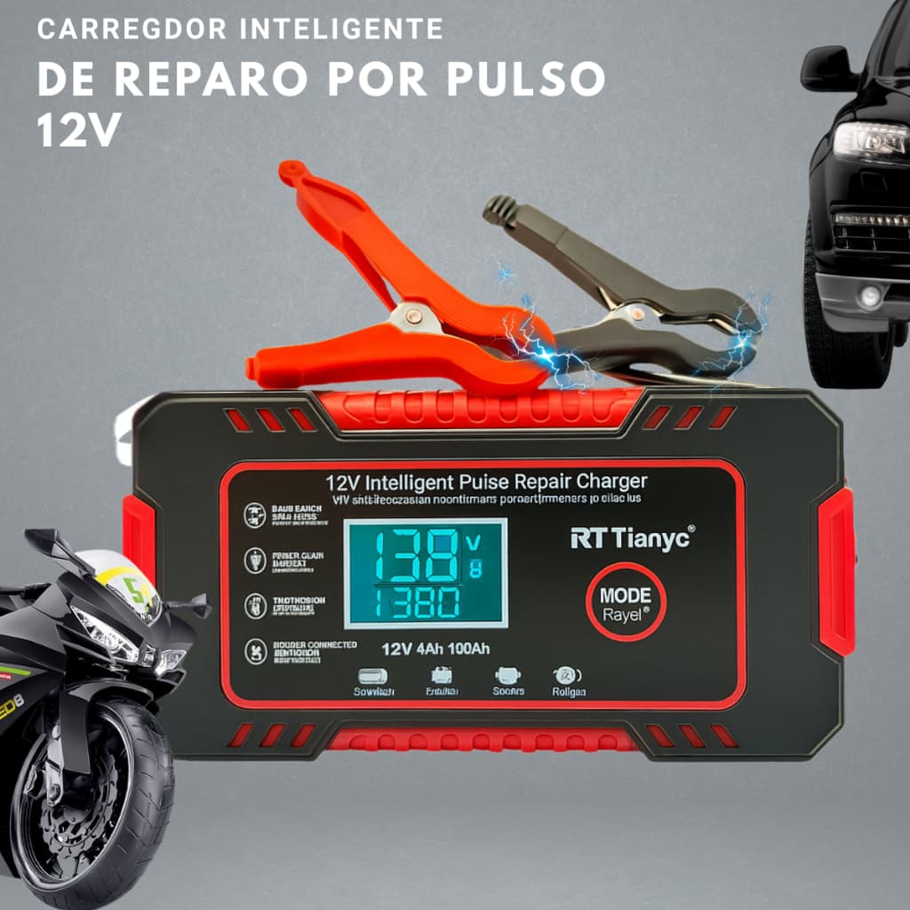 Carregador Bateria 12v Até 100 Amperes Carro Moto Caminhão carregador bicicleta elétrica