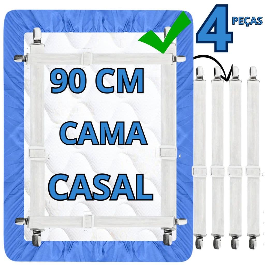 Prendedor De Lençol Com Elástico Branco Grampo Ajustável Para Colchão Cama Sofa  2 Pontas Casal