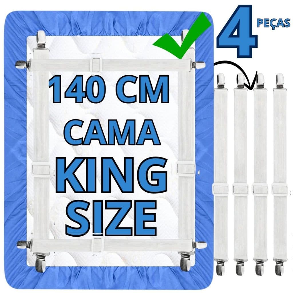Grampo Prendedor Lençol Com Elástico Ajustável Para Colchão Cama King Queen Sofa 2 Pontas