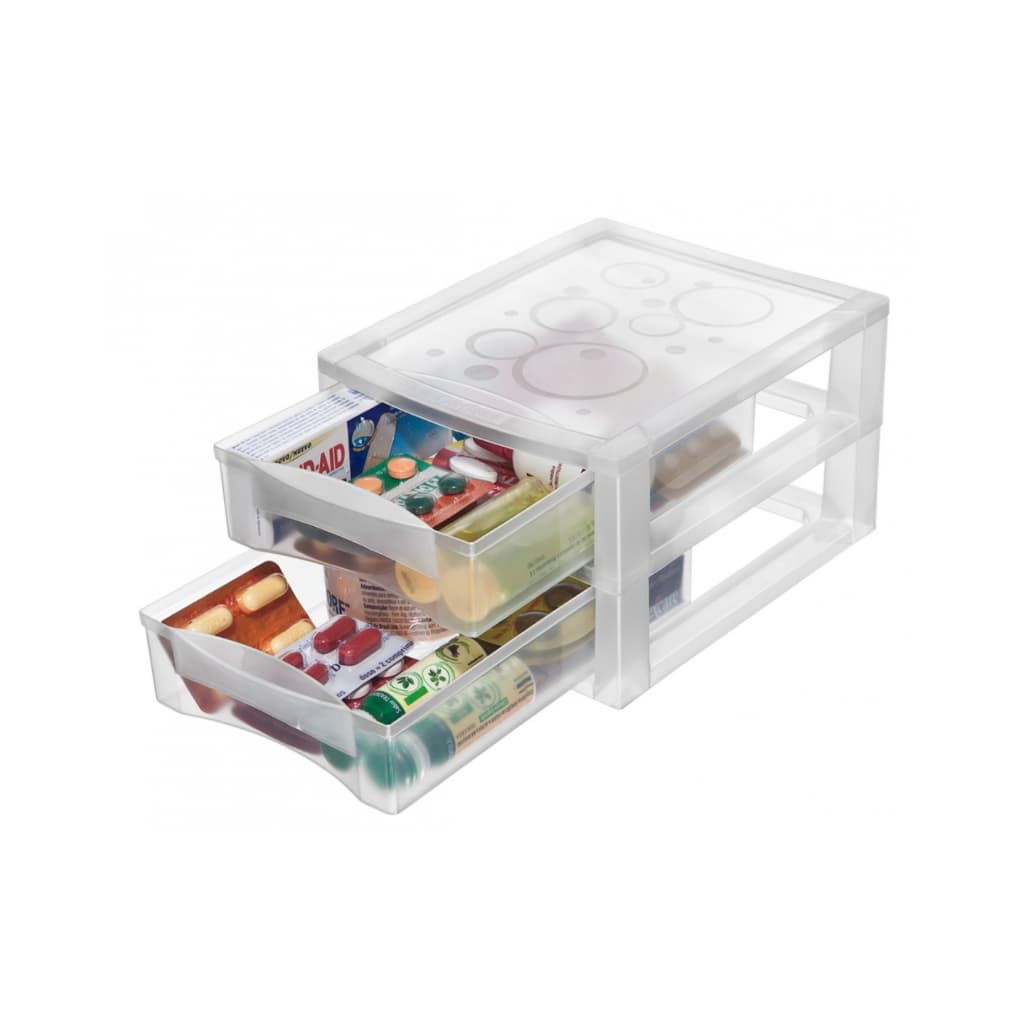 Gaveteiro De Mesa Com 2 Gavetas Plástico Incolor Bel Ordene Organizador