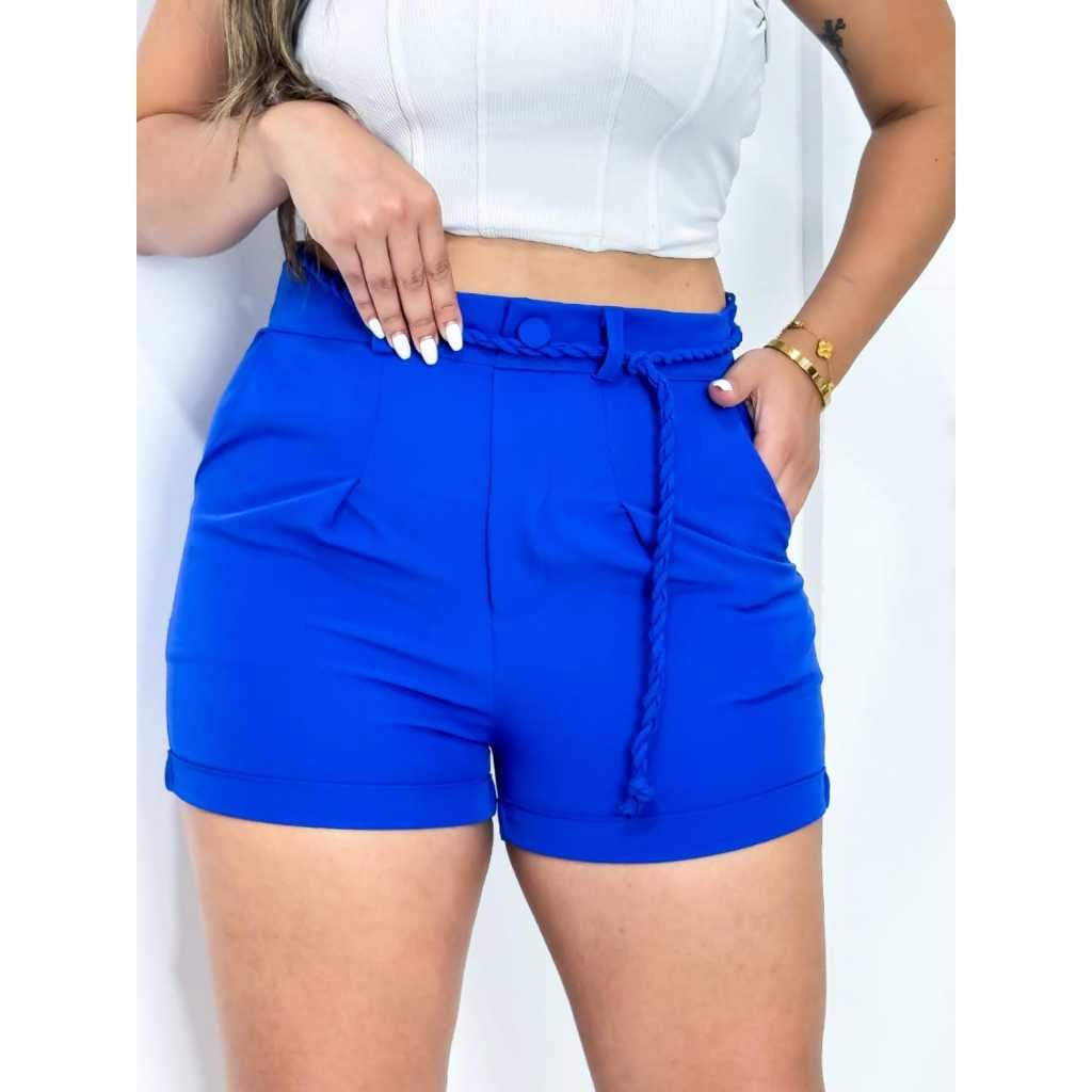 Short Feminina com Cinto, Bolso e Botão na Frente - Ideal para o Dia a Dia
