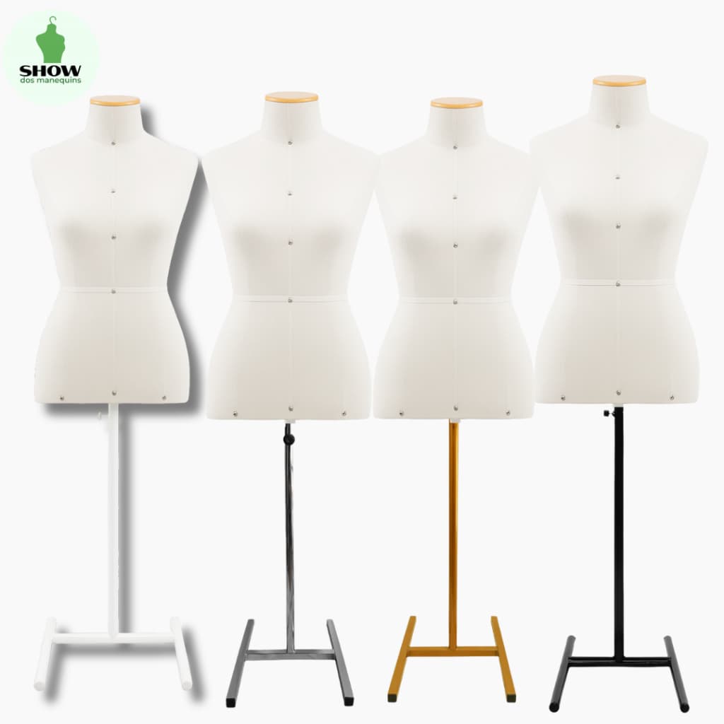 Manequim Feminino Busto com Pedestal em H – Ideal para Lojas, Ateliês e Exposições