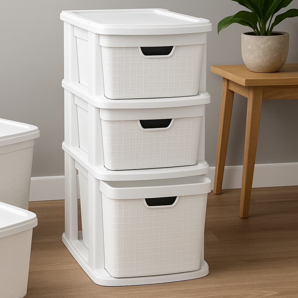 Gaveteiro Organizador de Chão 15 Litros 22 Litros em Plástico Resistente Branco Jaguar