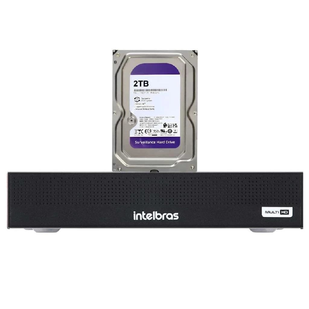 Kit DVR Gravador de Vídeo Intelbras MHDX 1116-C 16 Canais com Detecção de Movimento + HD 2TB