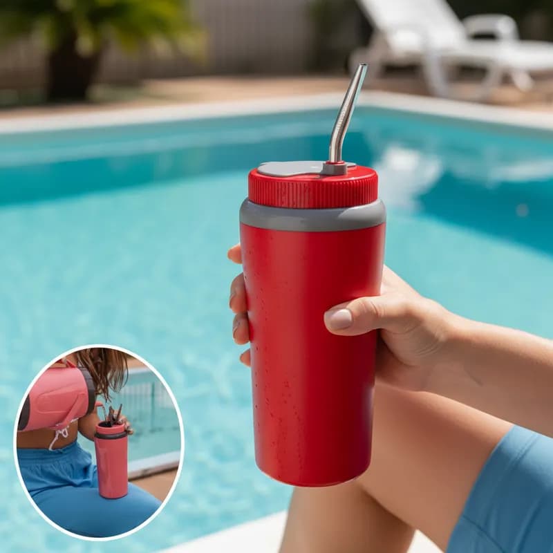 Copo Termico Terere 650ml Unitermi Inox Parede Dupla Tampa Canudo Agua Gelada Academia Fitness