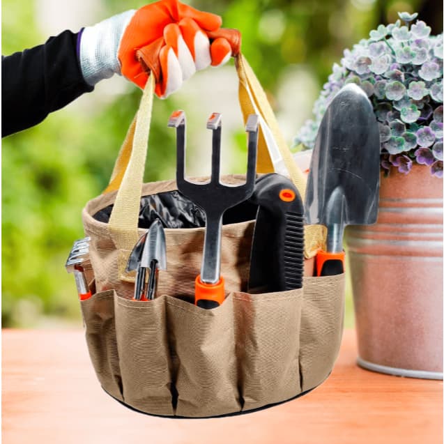 Kit Jardinagem Completo 9 Peças com Bolsa de Lona, Ferramentas de Aço e Luvas