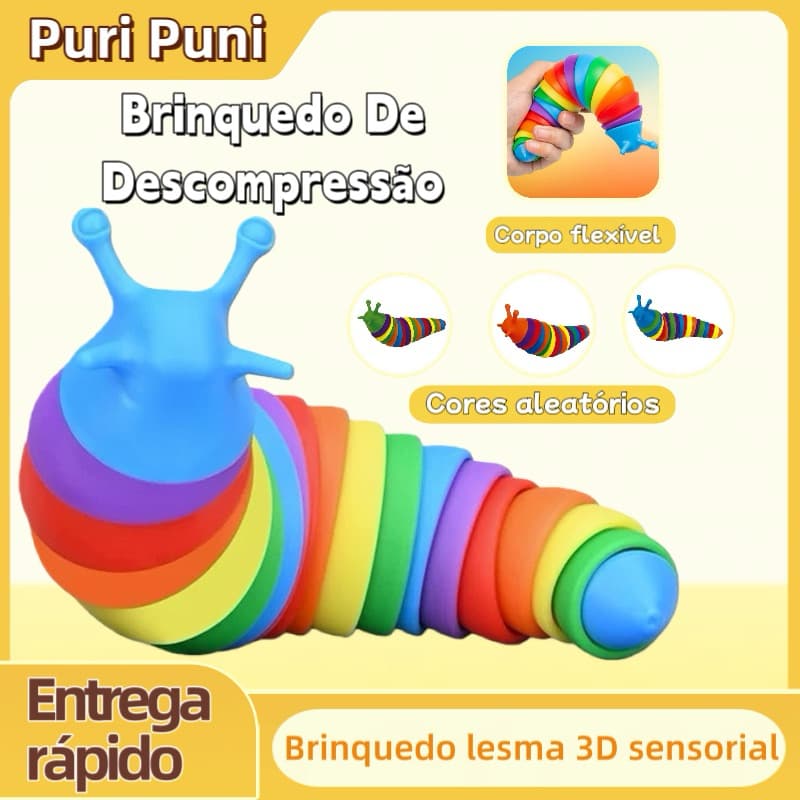 Brinquedo Lesma 3D Sensorial Creckpeia Colorida Articulado Largata Minhoca Cor Aleatório