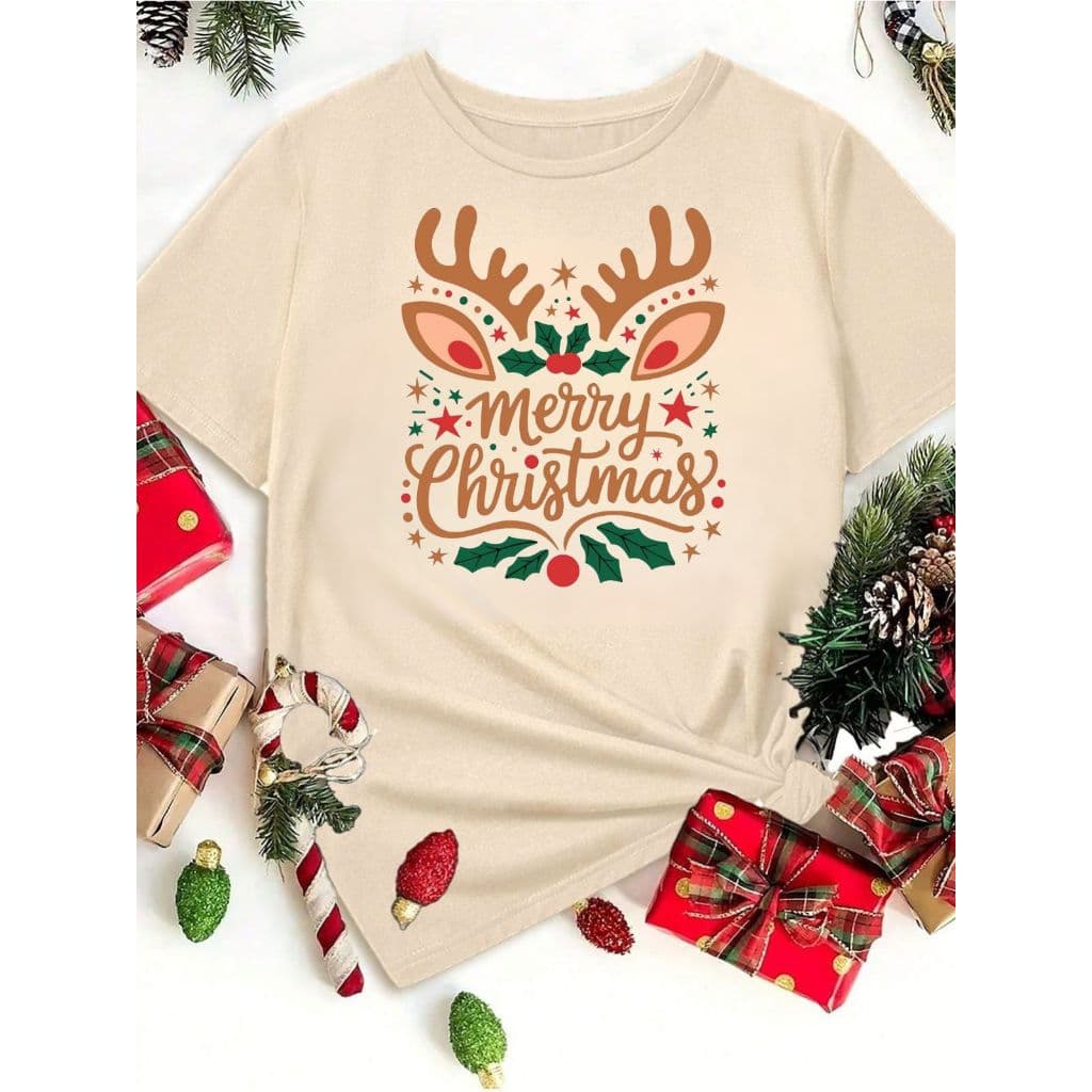 Camisa Camiseta Natal em FAmilia Blusa Estampada T-shirt Merry christmas Chife Rena Feliz Natal