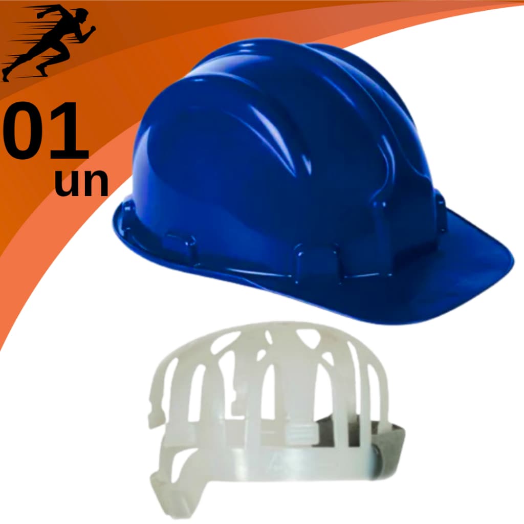 Capacete De Segurança Azul Com Carneira Ajustável Aba Frontal Para Obra Construção Proteção Epi
