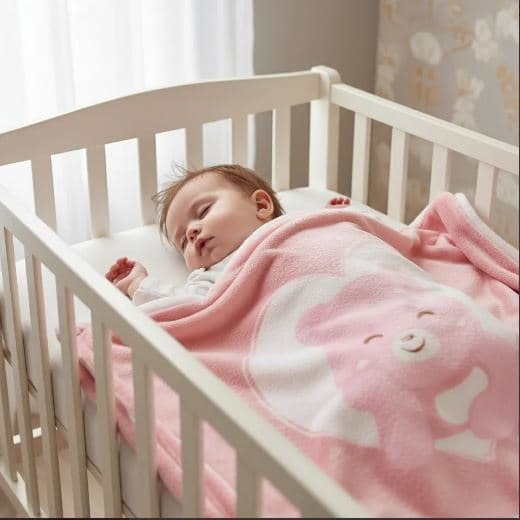 Cobertor Manta Bebe Toque Seda 90x1,10cm Antialérgico Ursa Rosa