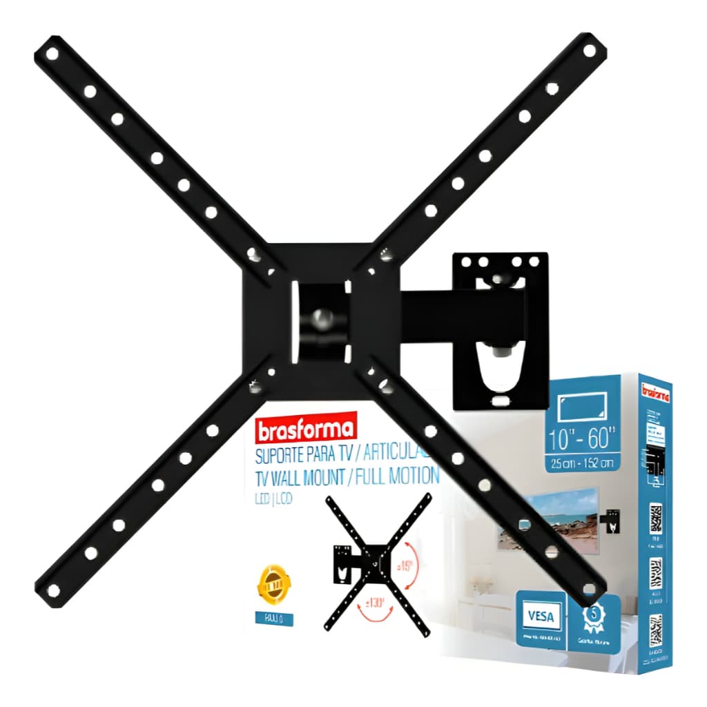 Suporte Articulado Para Tv Monitor Brasforma Bra3.0 10 a 60 Polegadas
