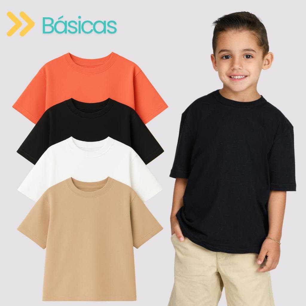 Camiseta Infantil Masculina Lisa Básica 100% Algodão Blusa Confortável Leve Casual Menino Premium Juvenil Manga Curta