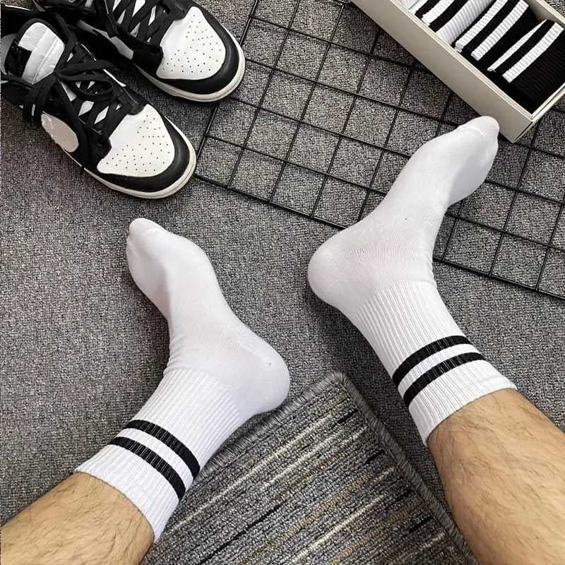 4 ou 2 Pares de meias para academia cano medio e cano alto algodao femenina e masculina