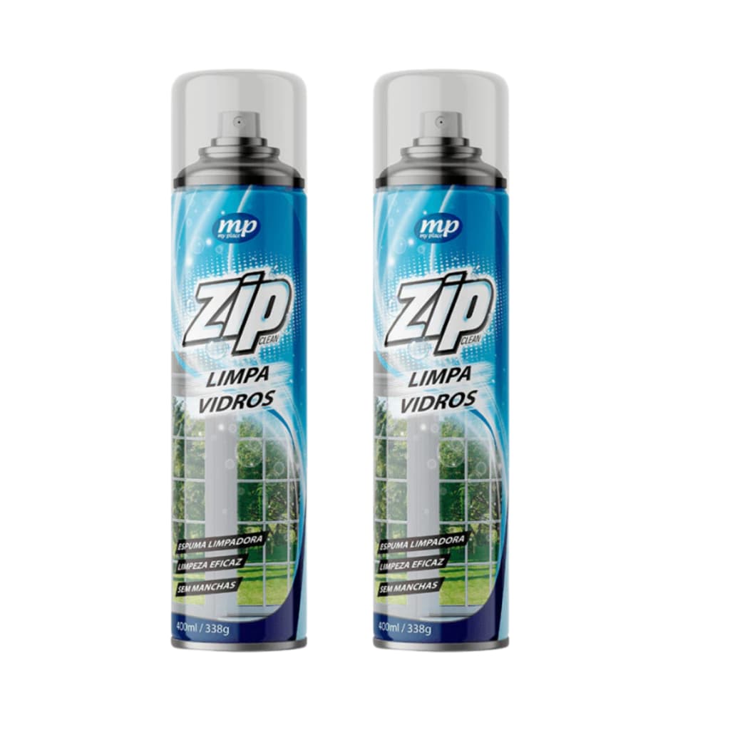 Kit 2 Zip Limpa Vidros Profissional – Limpeza Rápida e Eficiente para Vidros, Espelhos e Janelas