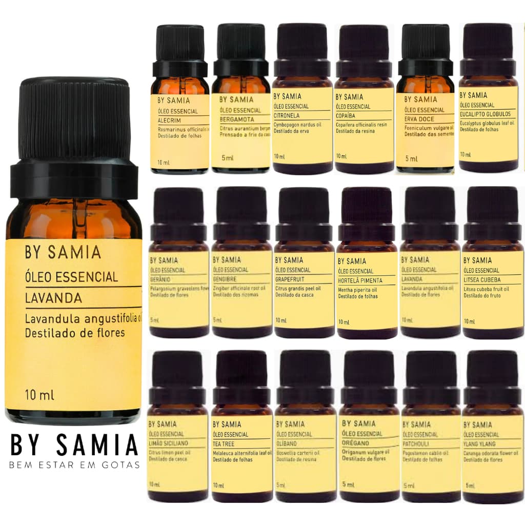 Óleo Essencial By Samia 100% Puro Para Aromaterapia - Difusor e Aromatizador Elétrico