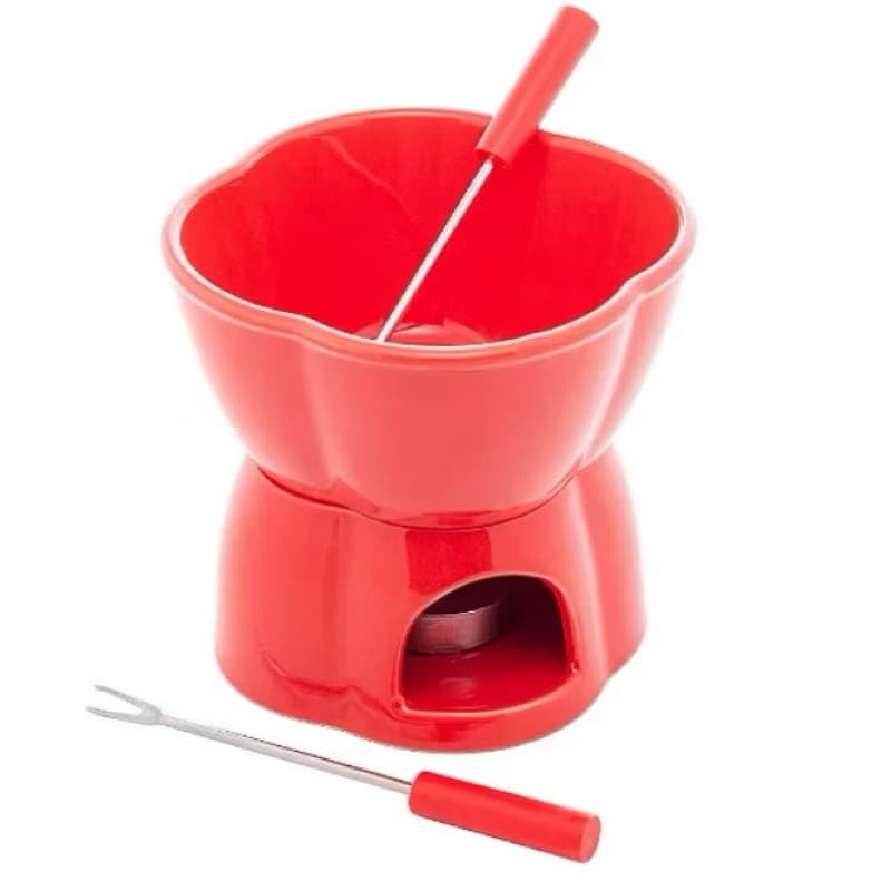 Aparelho de Fondue Alpes 4 Peças Vermelho 400ml Lyor