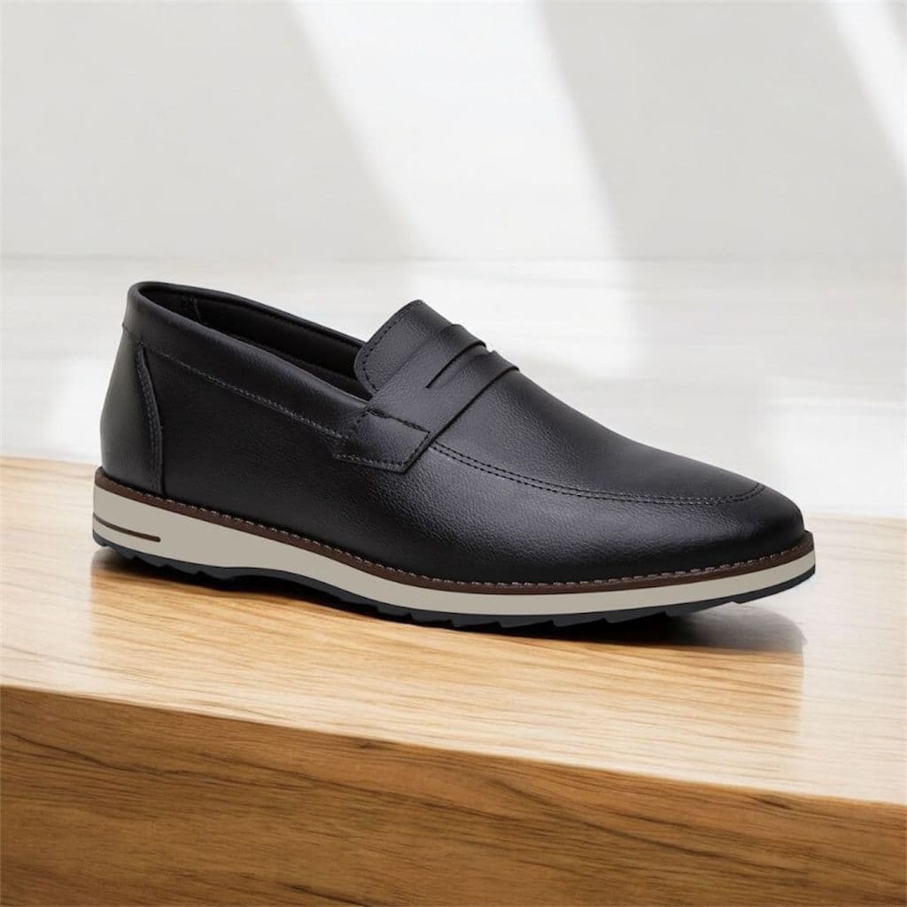 Sapato Social Masculino Loafer Mocassim Calce Fácil Slip On Preto e Marrom