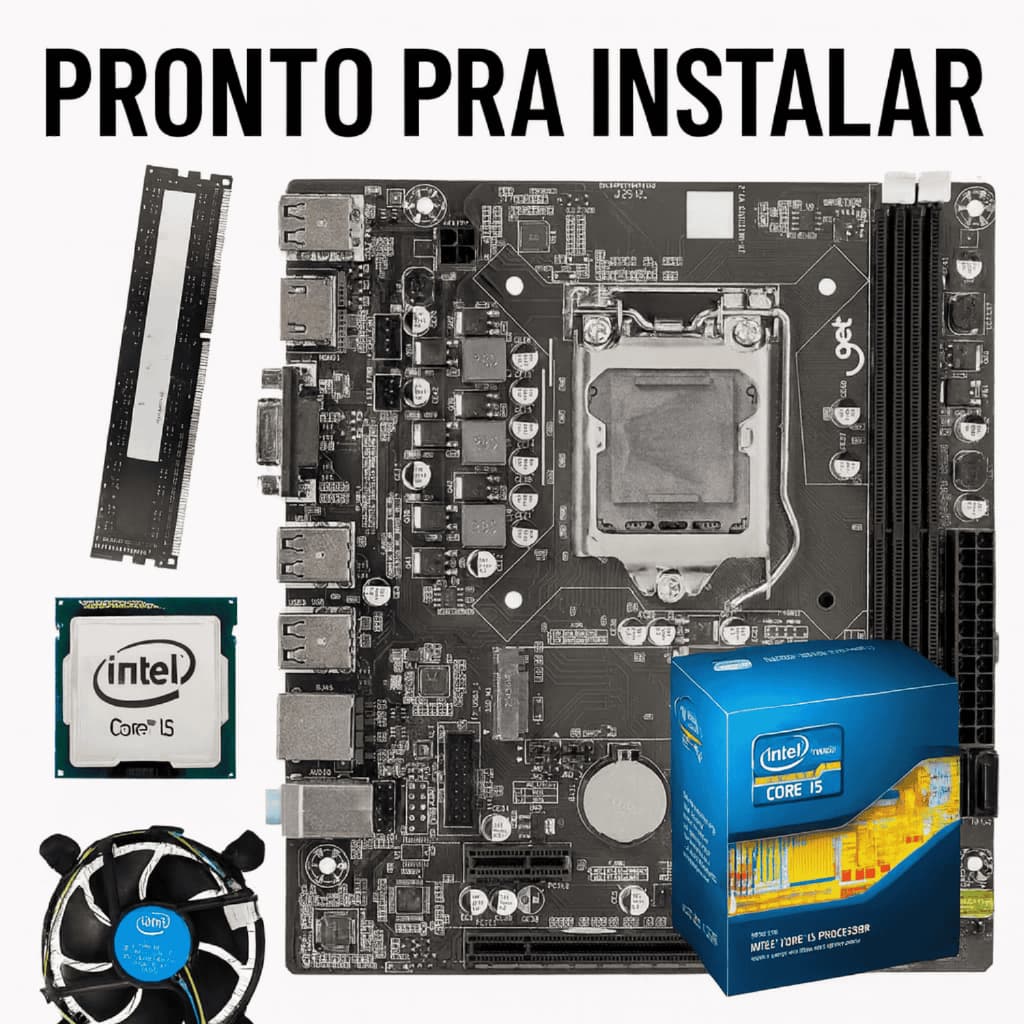 Kit Upgrade Rápido Intel i5 2ª Geração + H61 + 8GB DDR3 Novo, Pronto pra Estudar, Trabalhar e Jogar