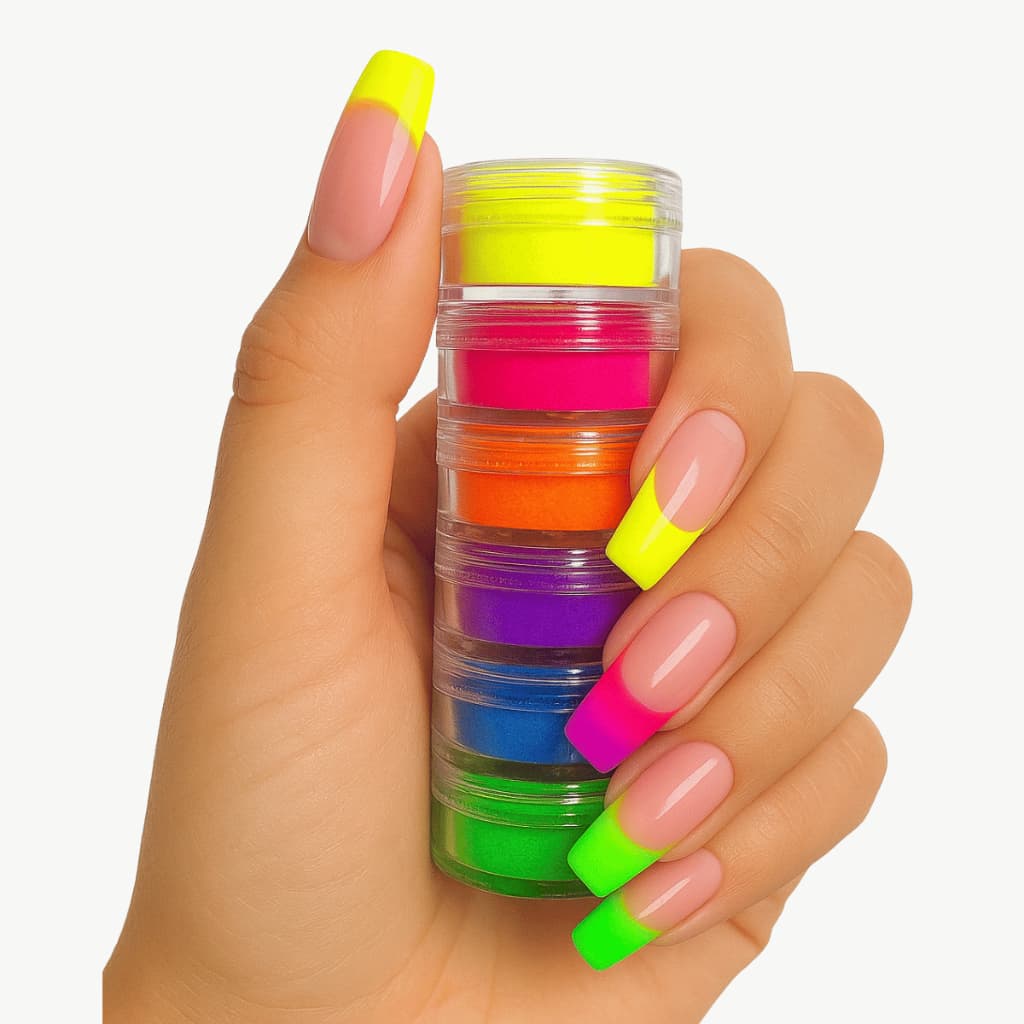 Torre de Pó Pigmento Neon 6 cores pigmento para unha pigmento para maquiagem Pó Neon make artesanato