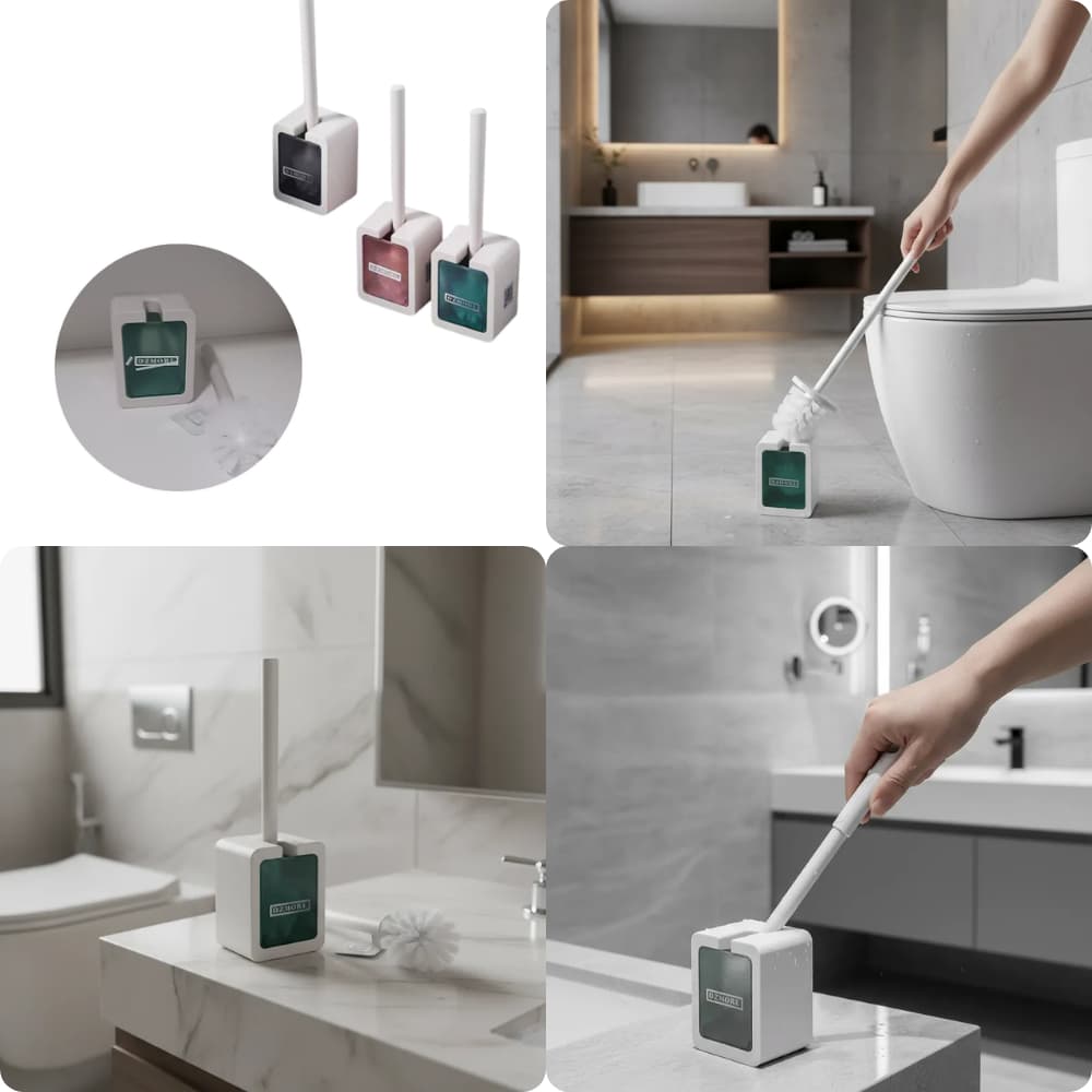 Escova Sanitária Plástico Com Suporte Compacto Cores Variadas Resistência Durabilidade Casa Limpeza Higiene Banheiro Lar