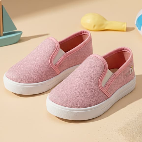 Tênis Brilhante Iate Style Brilho Glitter Calce Fácil Infantil Slip on Confortável Rosa