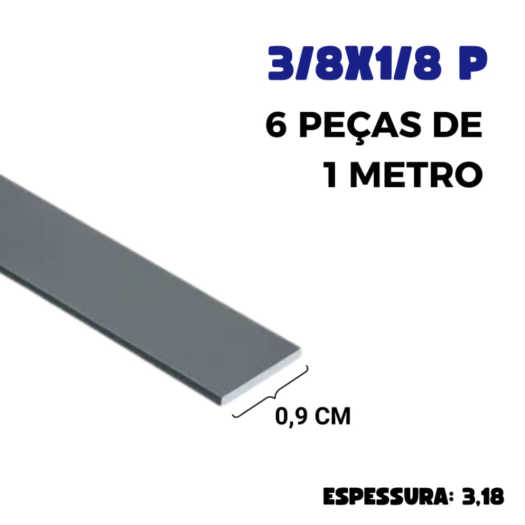 Barra Chata / Ferro Chato 3/8 X 1/8 - 6 Peças 1 Metro