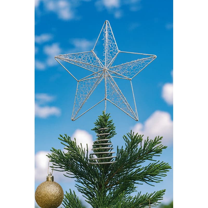Ponteira de Estrela para Árvore de Natal 22cm — Dourada ou Prateada | Enfeite Natalino Elegante