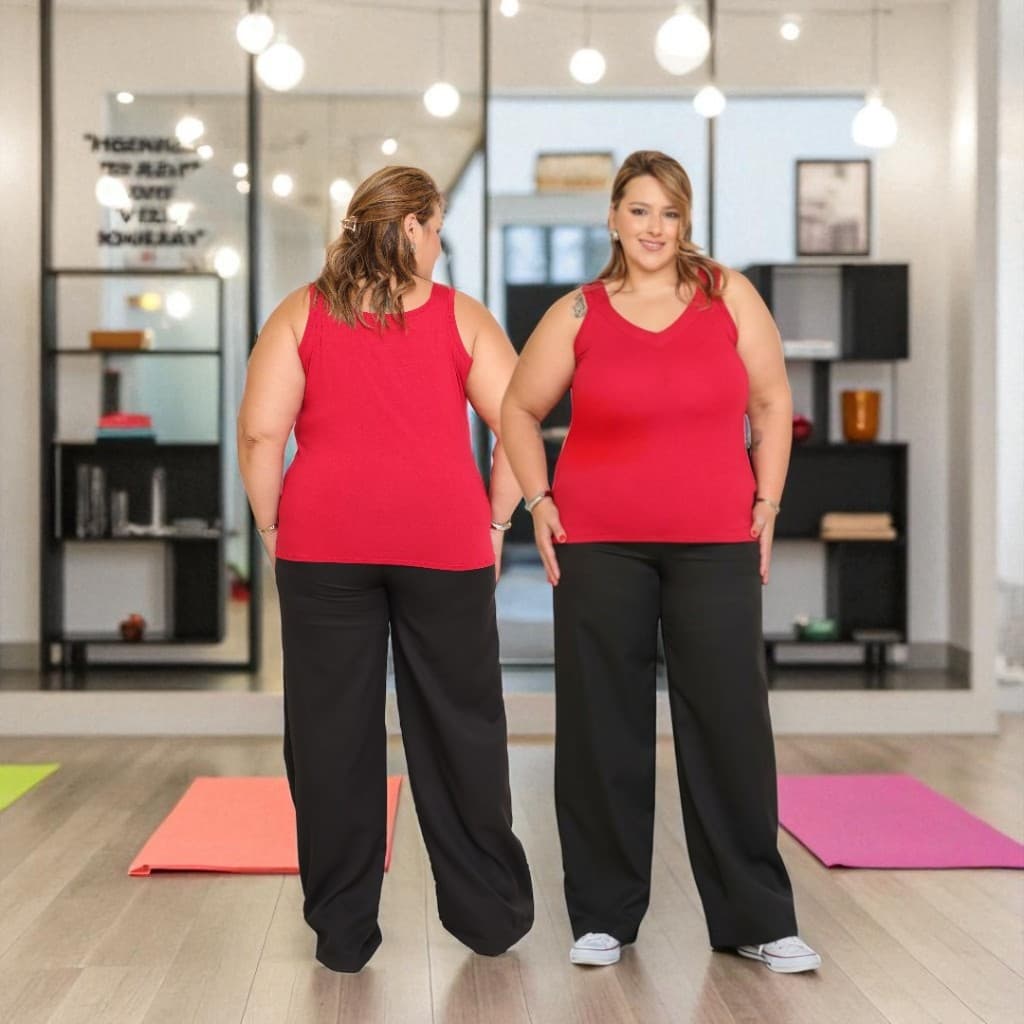 Regata Plus Size Feminina Regata Decote V GG  estilosa plus size Primavera