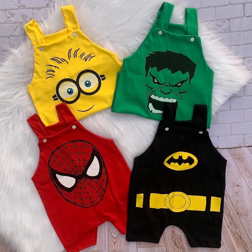 Macacão Bebê Menino Roupa do Homem Aranha Hulk Minions Batman Capitão América