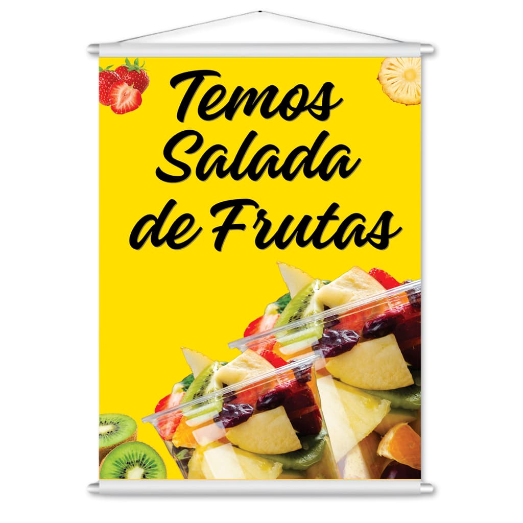 Banner Lona Faixa Temos Salada de Frutas 80x60cm (Arte Pronta)