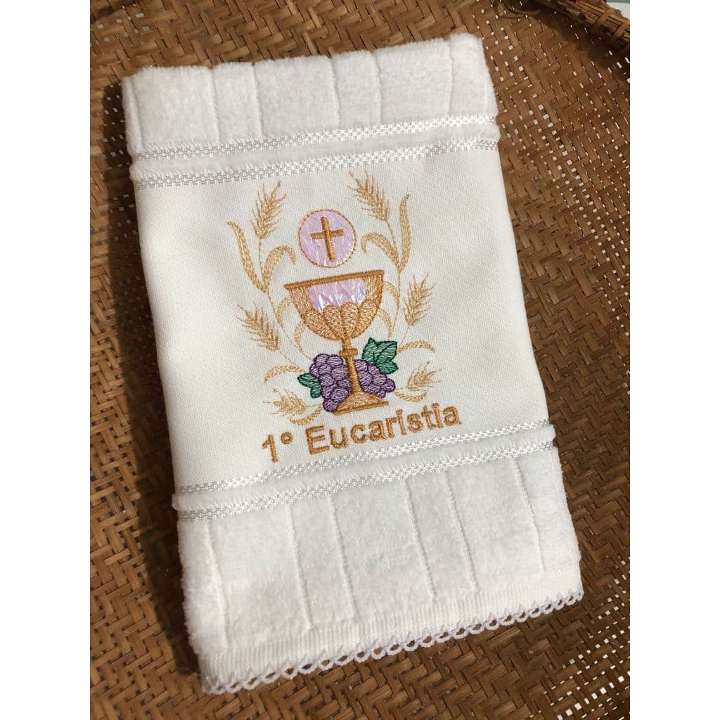 Toalha de lavabo Toalhinha de Mão Católicos Primeira Comunhão Primeira Eucaristia Cálice Trigo