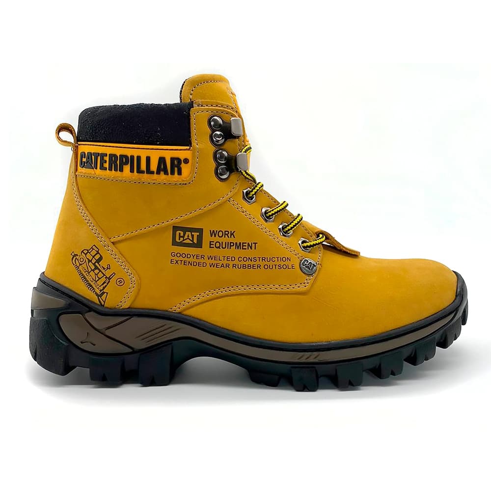 Bota Caterpillar Masculina Couro Legitimo Conforto Resistencia Palmilha Gel