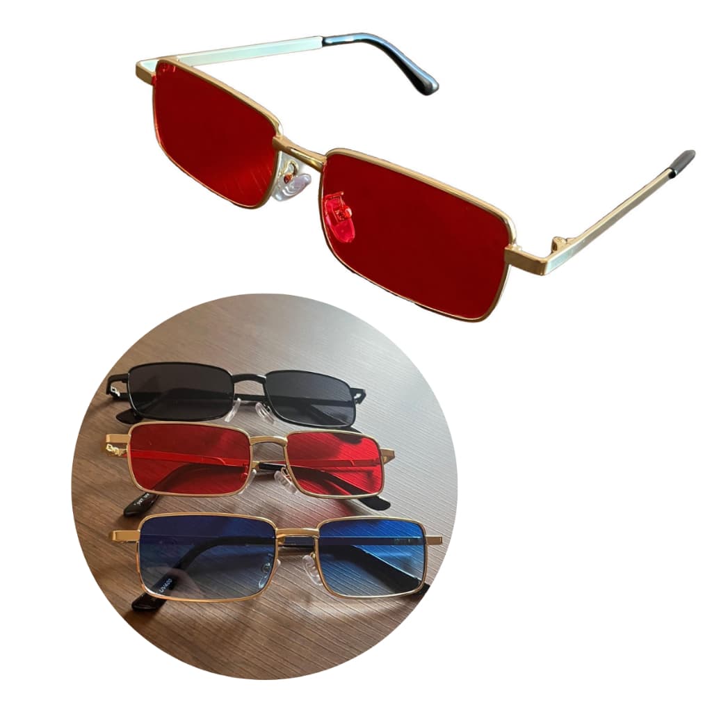 Óculos de Sol Retangular Retro Vintage Clássico Várias Cores Masculino e Feminino Promoção