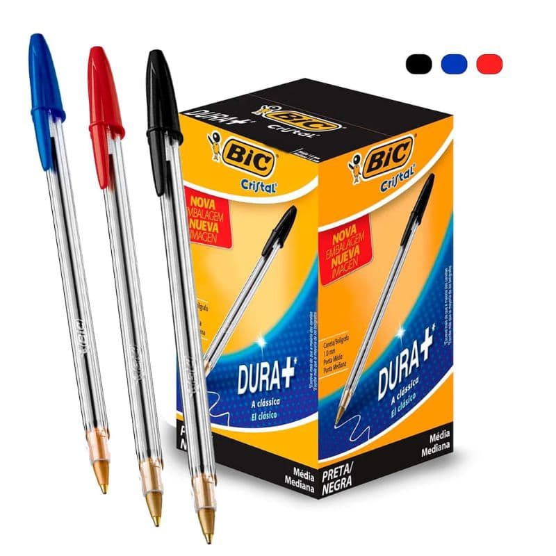 Caneta Bic Cristal 1.0 - Azul / Preta / Vermelha - Atacado