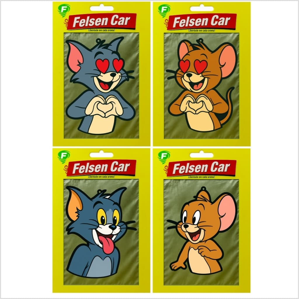 Cheirinho de Carro Tom e Jerry Casal Apaixonado KIT 12x Aromatizante Automotivo (Tipo Little Tree)