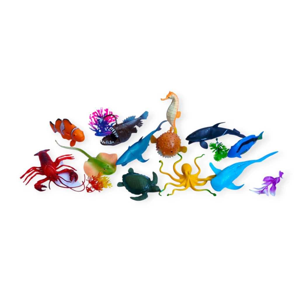 Kit de 12 Miniaturas de Animais Marinhos | Brinquedo Educativo Infantil