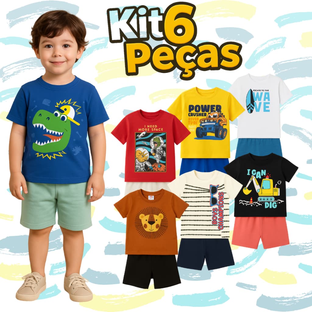 Kit 6 Peças de Roupas Infantil Menino Sortido