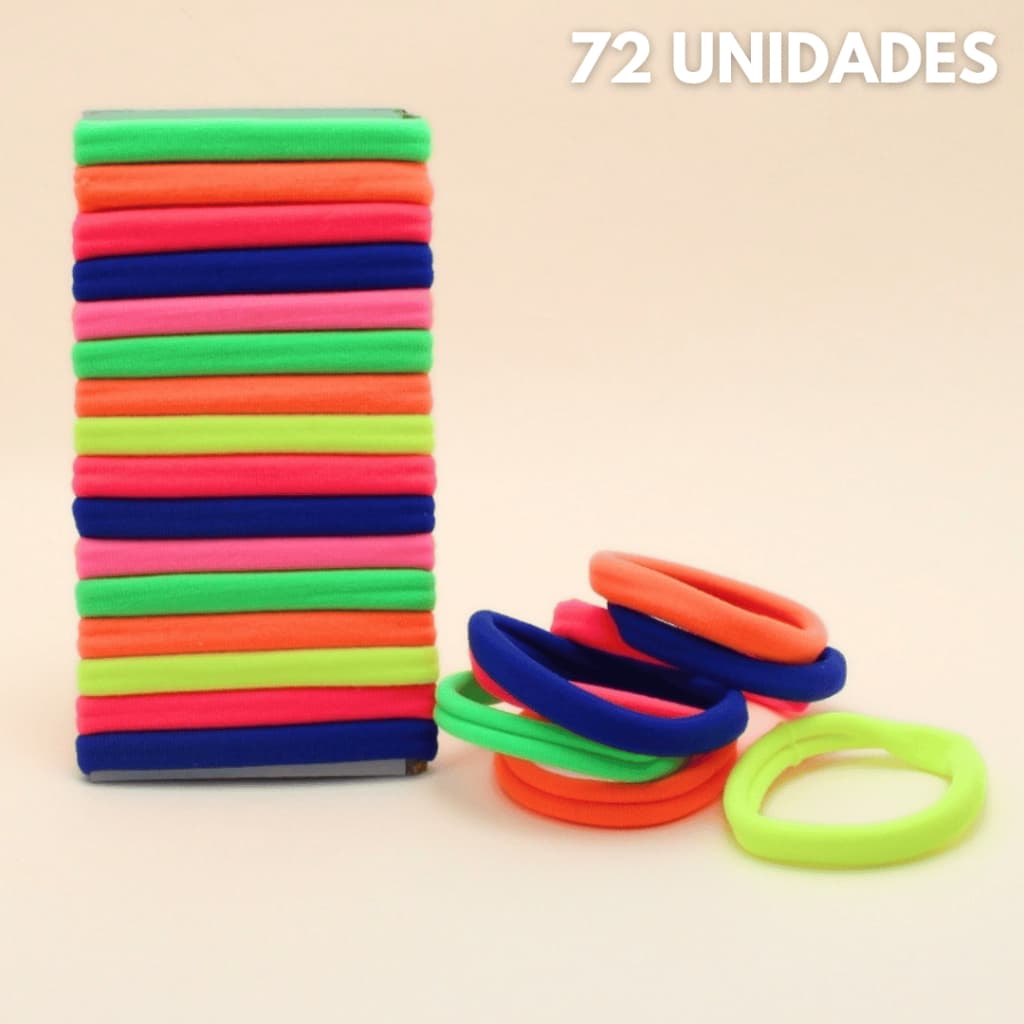 KiT 72 Elástico Rabico Para Cabelo Tipo Pacote cores variadas xuxinha prendedor feminino penteado de meia