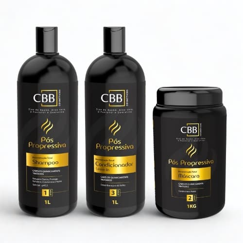 Kit PÓS PROGRESSIVA 1L CBB (Shampoo + Condicionador + Máscara) - Prolongue o Efeito LISO -  Capilar