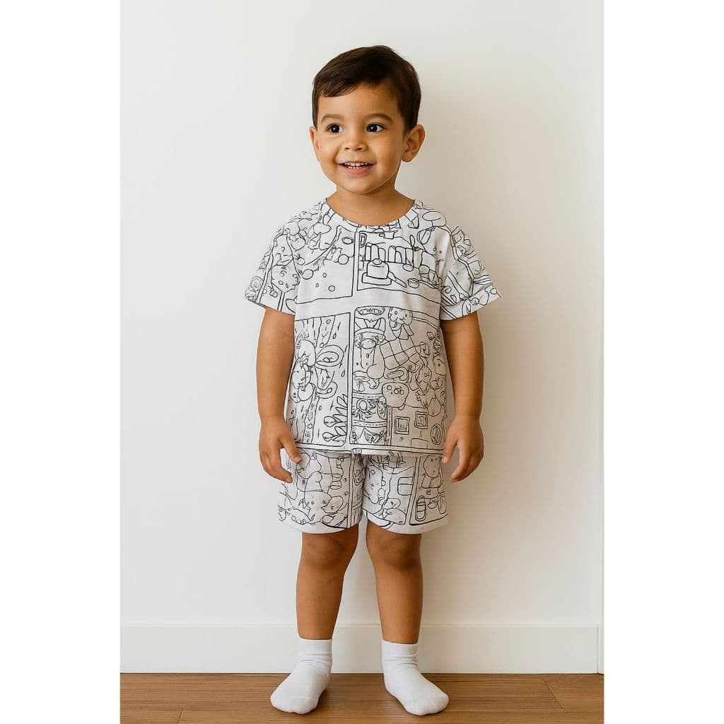 Pijama Infantil Masculino Para Colorir Pijama Manga Lavável